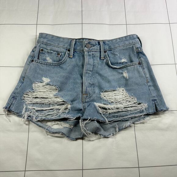 GRLFRND Denim Shorts Womens 25 Blue Cindy Distressed Night Fever Destroyed Boho - Picture 3 of 15
